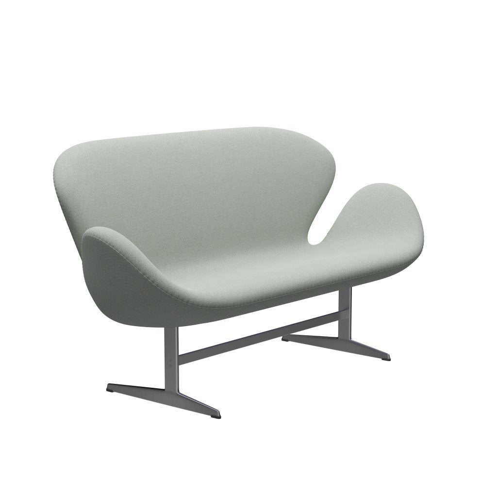 [product_category]-Fritz Hansen Swan Sofa 2 Seater, Satin Brushed Aluminium/Sunniva Mint Green-Fritz Hansen-3321-SV132-SPAL-FRI-2