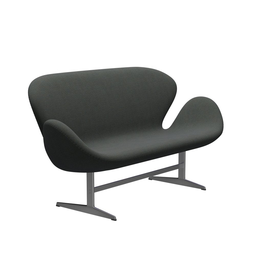 [product_category]-Fritz Hansen Swan Sofa 2 Seater, Satin Brushed Aluminium/Sunniva Navy/Olive-Fritz Hansen-3321-SV773-SPAL-FRI-2