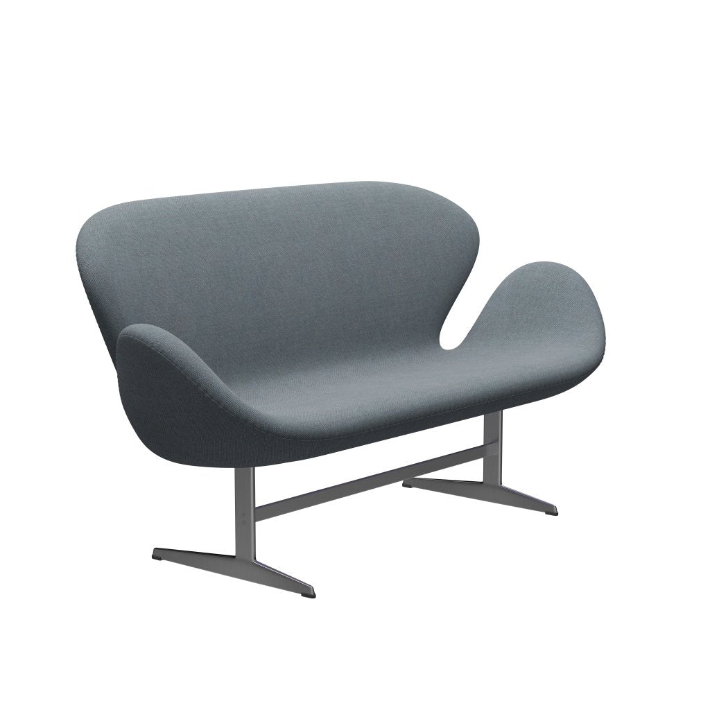 [product_category]-Fritz Hansen Swan Sofa 2 Seater, Satin Brushed Aluminium/Sunniva Soft Blue-Fritz Hansen-3321-SV752-SPAL-FRI-2