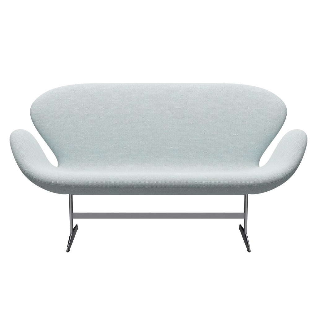[product_category]-Fritz Hansen Swan Sofa 2 Seater, Satin Brushed Aluminium/Sunniva White/Light Blue-Fritz Hansen-3321-SV723-SPAL-FRI-1