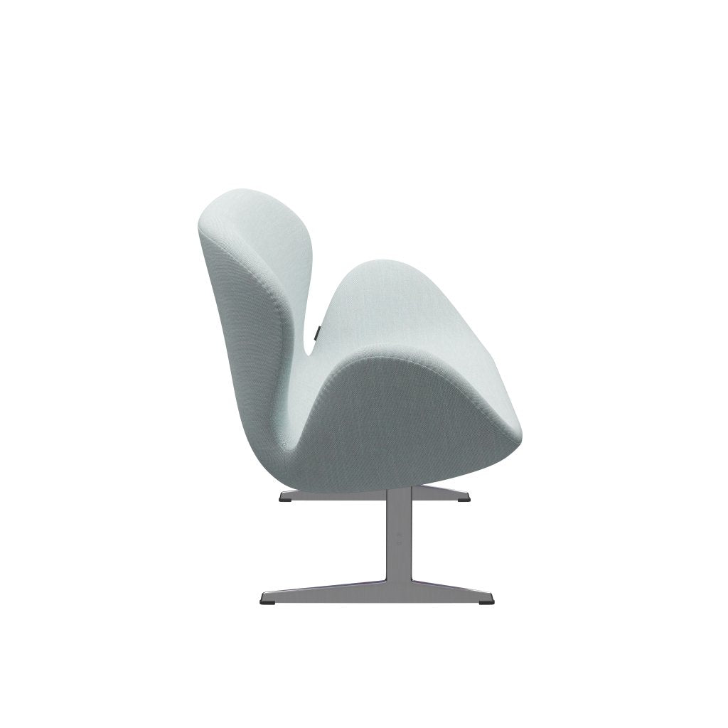 [product_category]-Fritz Hansen Swan Sofa 2 Seater, Satin Brushed Aluminium/Sunniva White/Light Blue-Fritz Hansen-3321-SV723-SPAL-FRI-3