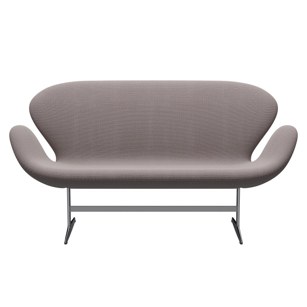 [product_category]-Fritz Hansen Swan Sofa 2 Seater, Satin Brushed Aluminium/Sunniva White/Violet-Fritz Hansen-3321-SV352-SPAL-FRI-1