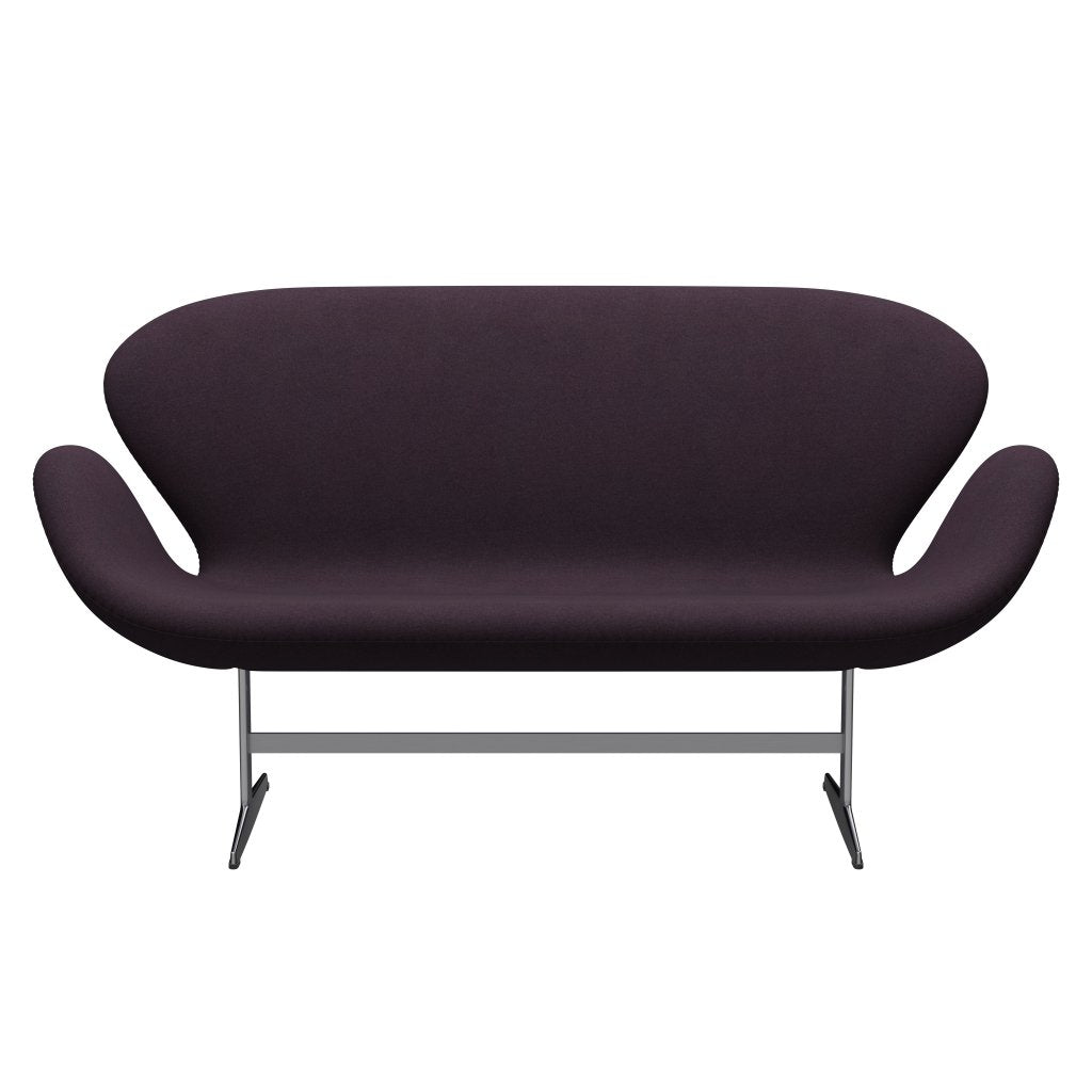 [product_category]-Fritz Hansen Swan Sofa 2 Seater, Satin Brushed Aluminium/Tonus Aubergine-Fritz Hansen-3321-TON684-SPAL-FRI-1