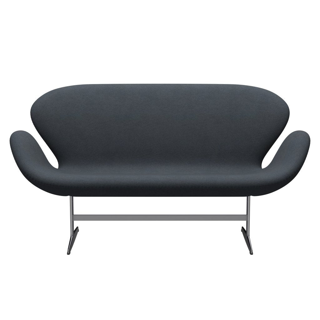 [product_category]-Fritz Hansen Swan Sofa 2 Seater, Satin Brushed Aluminium/Tonus Dark Grey-Fritz Hansen-3321-TON615-SPAL-FRI-1