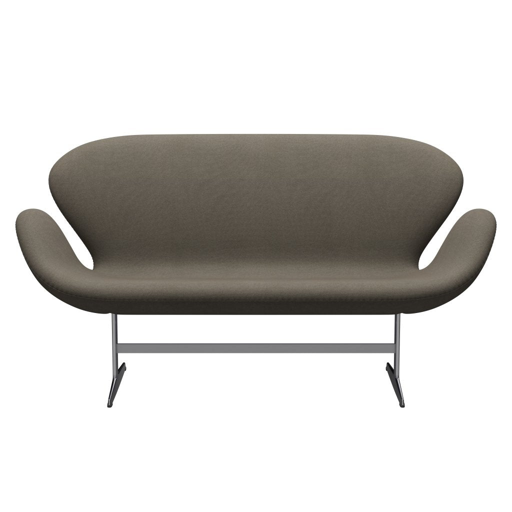 [product_category]-Fritz Hansen Swan Sofa 2 Seater, Satin Brushed Aluminium/Tonus Dusty Brown-Fritz Hansen-3321-TON613-SPAL-FRI-1