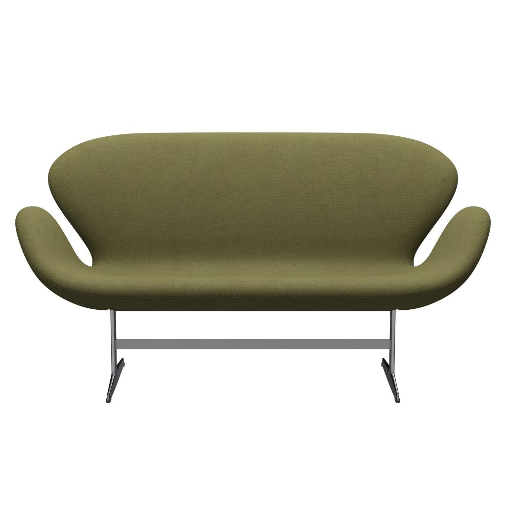 [product_category]-Fritz Hansen Swan Sofa 2 Seater, Satin Brushed Aluminium/Tonus Dusty Green-Fritz Hansen-3321-TON964-SPAL-FRI-1