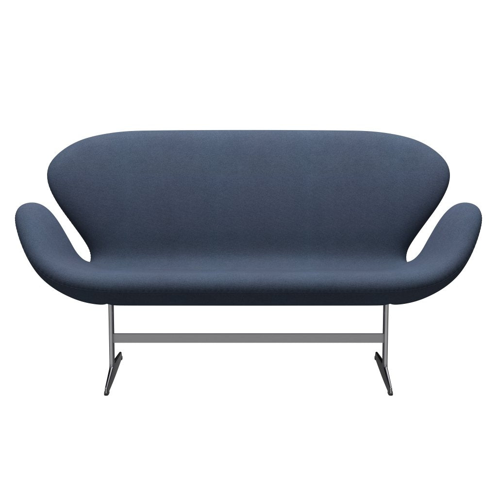 [product_category]-Fritz Hansen Swan Sofa 2 Seater, Satin Brushed Aluminium/Tonus Grey Blue-Fritz Hansen-3321-TON764-SPAL-FRI-1