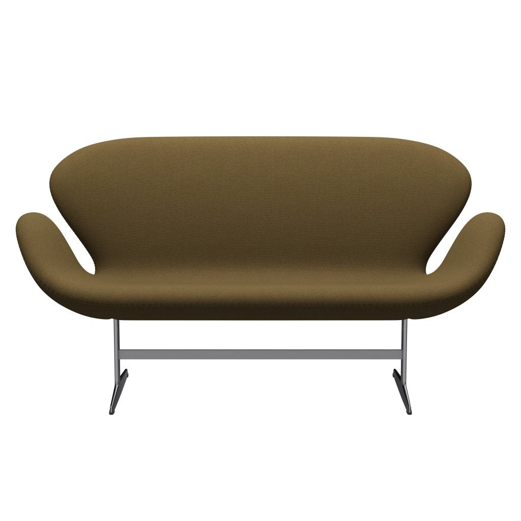 [product_category]-Fritz Hansen Swan Sofa 2 Seater, Satin Brushed Aluminium/Tonus Khaki Green-Fritz Hansen-3321-TON974-SPAL-FRI-1