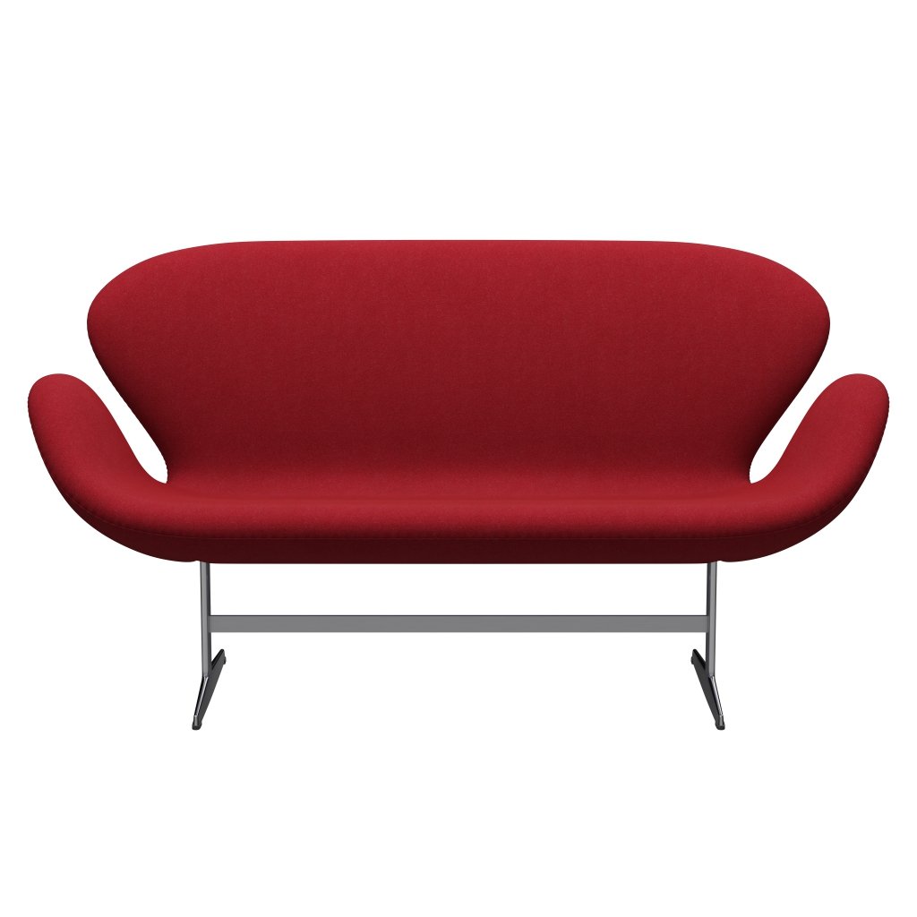 [product_category]-Fritz Hansen Swan Sofa 2 Seater, Satin Brushed Aluminium/Tonus Light Bordeaux-Fritz Hansen-3321-TON609-SPAL-FRI-1