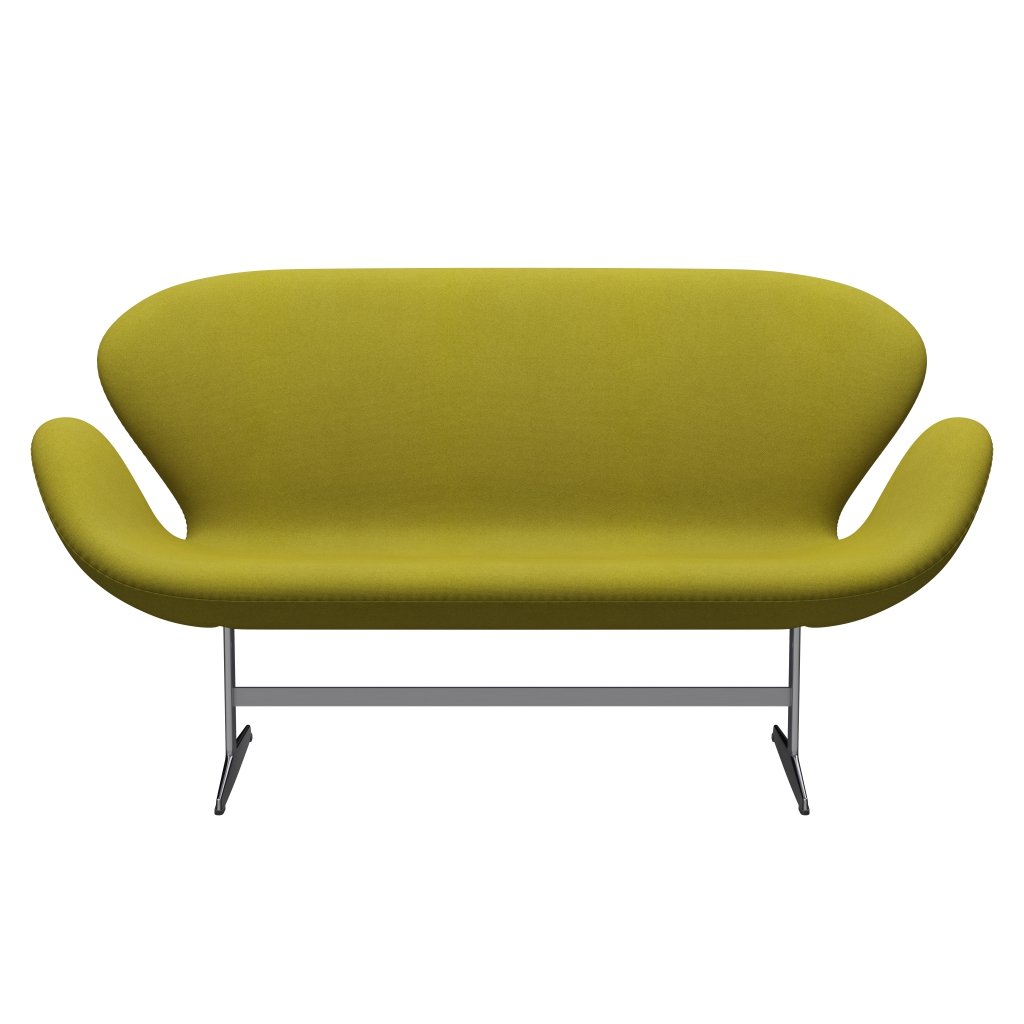 [product_category]-Fritz Hansen Swan Sofa 2 Seater, Satin Brushed Aluminium/Tonus Lime Green-Fritz Hansen-3321-TON934-SPAL-FRI-1