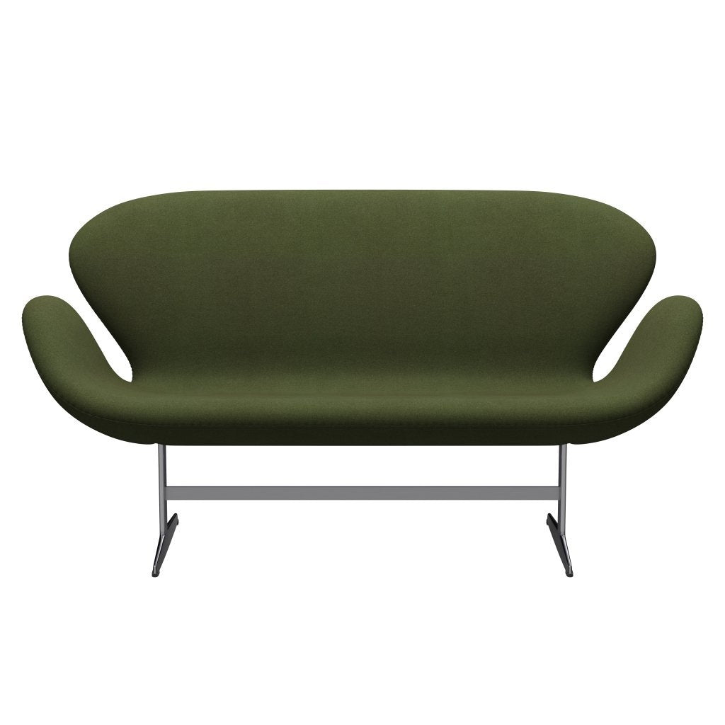 [product_category]-Fritz Hansen Swan Sofa 2 Seater, Satin Brushed Aluminium/Tonus Military Green-Fritz Hansen-3321-TON131-SPAL-FRI-1