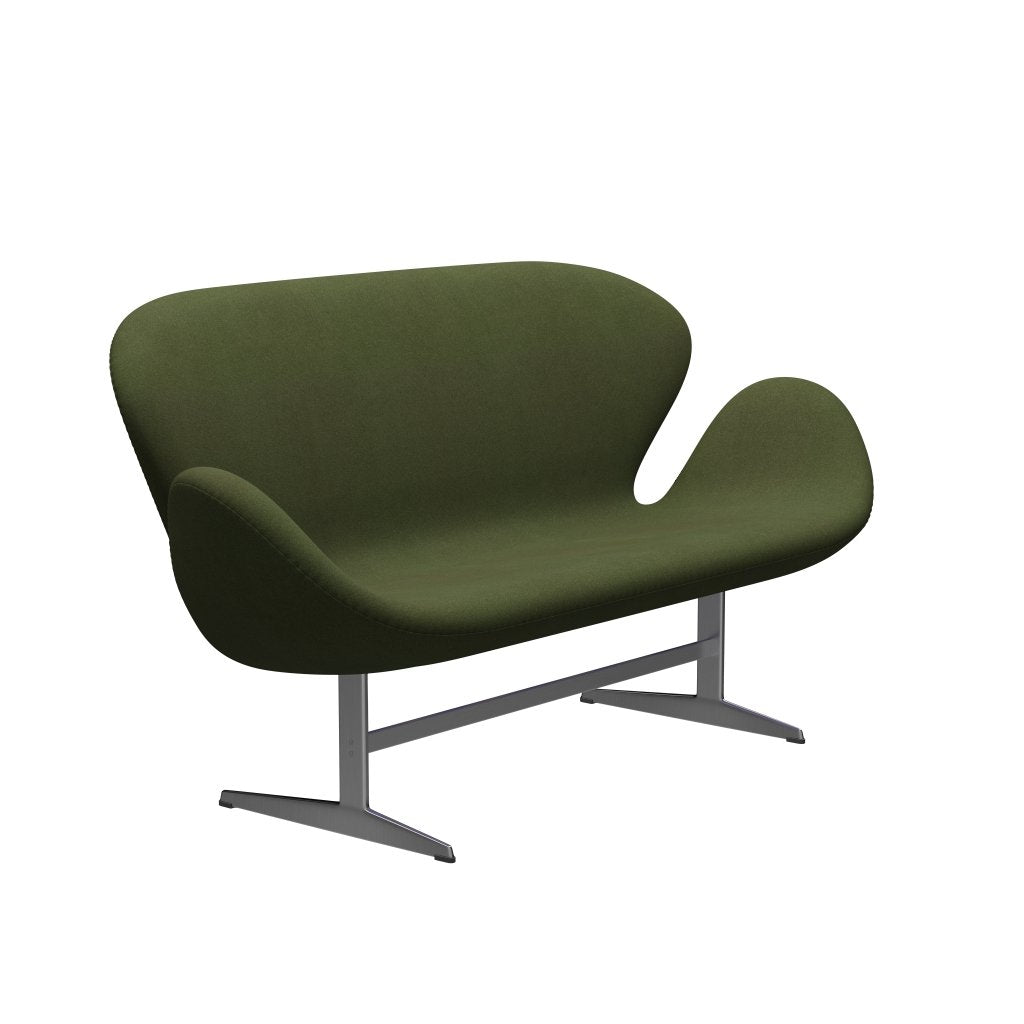 [product_category]-Fritz Hansen Swan Sofa 2 Seater, Satin Brushed Aluminium/Tonus Military Green-Fritz Hansen-3321-TON131-SPAL-FRI-2