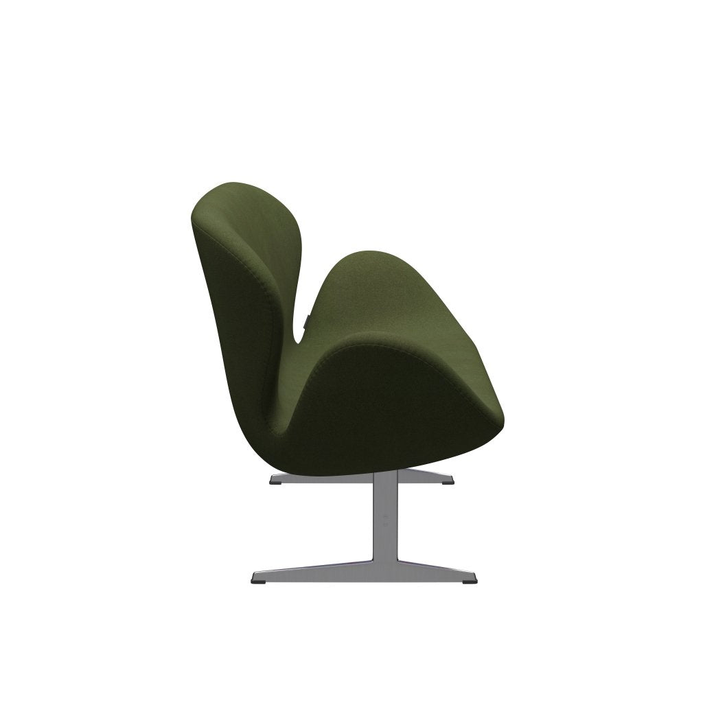 [product_category]-Fritz Hansen Swan Sofa 2 Seater, Satin Brushed Aluminium/Tonus Military Green-Fritz Hansen-3321-TON131-SPAL-FRI-3