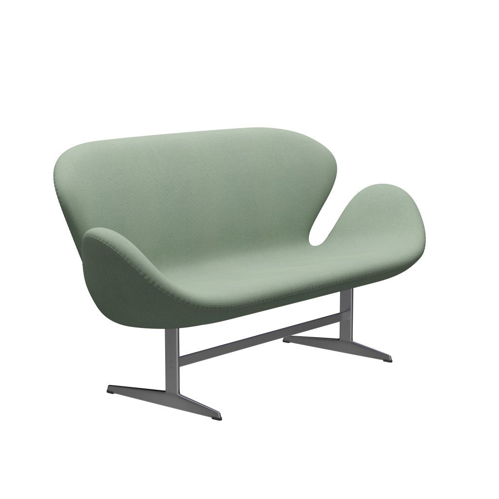 [product_category]-Fritz Hansen Swan Sofa 2 Seater, Satin Brushed Aluminium/Tonus Mint Green-Fritz Hansen-3321-TON914-SPAL-FRI-2