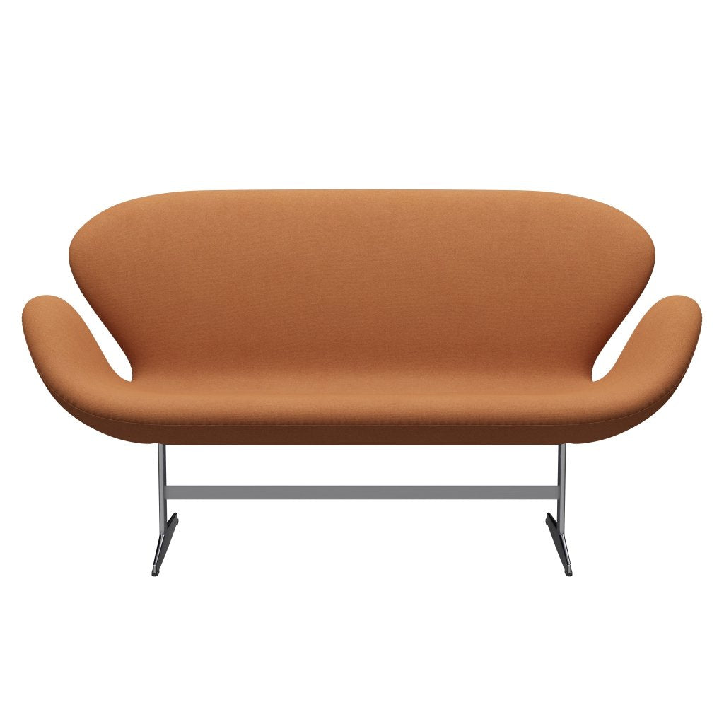 [product_category]-Fritz Hansen Swan Sofa 2 Seater, Satin Brushed Aluminium/Tonus Soft Orange-Fritz Hansen-3321-TON464-SPAL-FRI-1