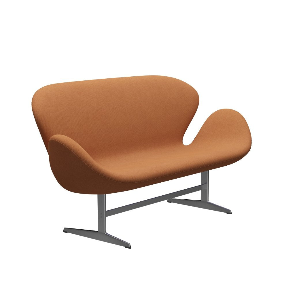 [product_category]-Fritz Hansen Swan Sofa 2 Seater, Satin Brushed Aluminium/Tonus Soft Orange-Fritz Hansen-3321-TON464-SPAL-FRI-2
