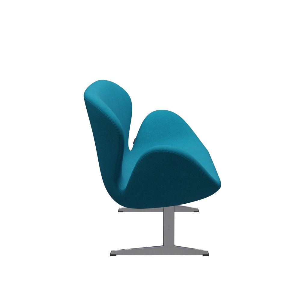 [product_category]-Fritz Hansen Swan Sofa 2 Seater, Satin Brushed Aluminium/Tonus Turquoise-Fritz Hansen-3321-TON854-SPAL-FRI-3