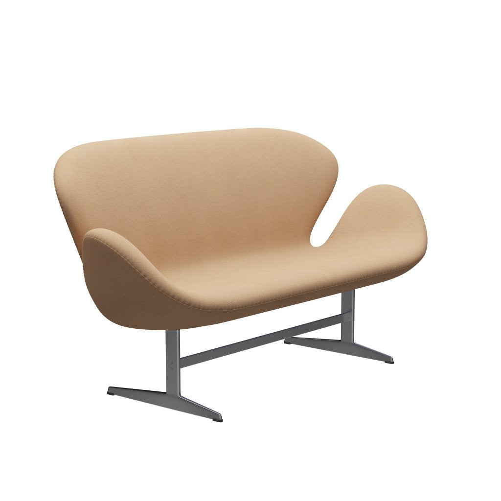 [product_category]-Fritz Hansen Swan Sofa 2 Seater, Satin Brushed Aluminium/Tonus Warm Beige-Fritz Hansen-3321-TON224-SPAL-FRI-2