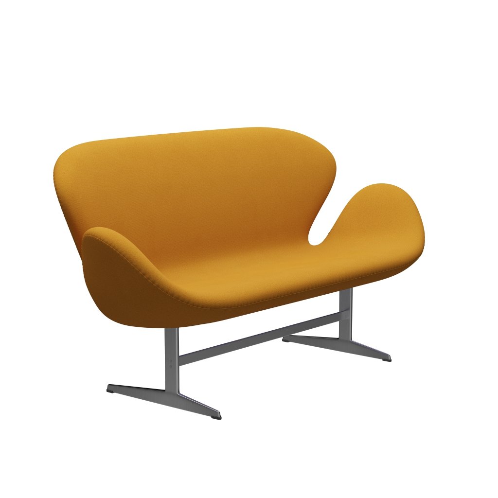 [product_category]-Fritz Hansen Swan Sofa 2 Seater, Satin Brushed Aluminium/Tonus Warm Yellow-Fritz Hansen-3321-TON454-SPAL-FRI-2