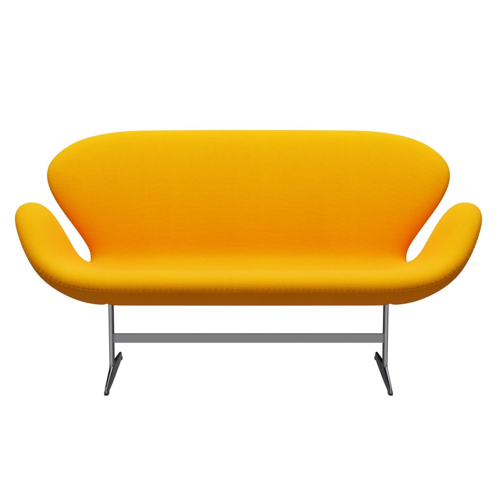 [product_category]-Fritz Hansen Swan Sofa 2 Seater, Satin Brushed Aluminium/Tonus Yellow Orange-Fritz Hansen-3321-TON424-SPAL-FRI-1