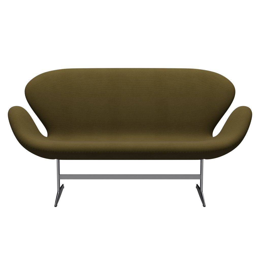 [product_category]-Fritz Hansen Swan Sofa 2 Seater, Satin Brushed Aluminum/Steelcut Army Green-Fritz Hansen-3321-STI985-SPAL-FRI-1
