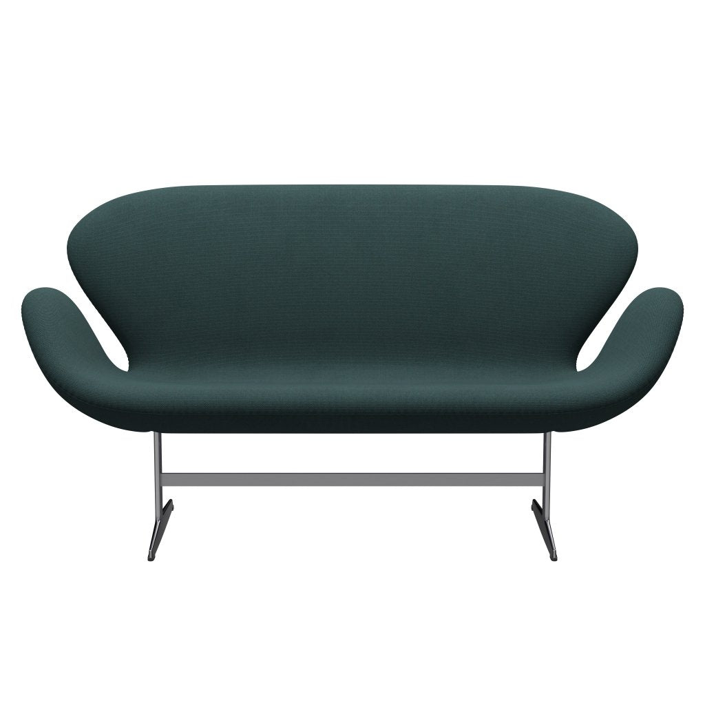 [product_category]-Fritz Hansen Swan Sofa 2 Seater, Satin Brushed Aluminum/Steelcut Trio Bottle Green-Fritz Hansen-3321-STR996-SPAL-FRI-1