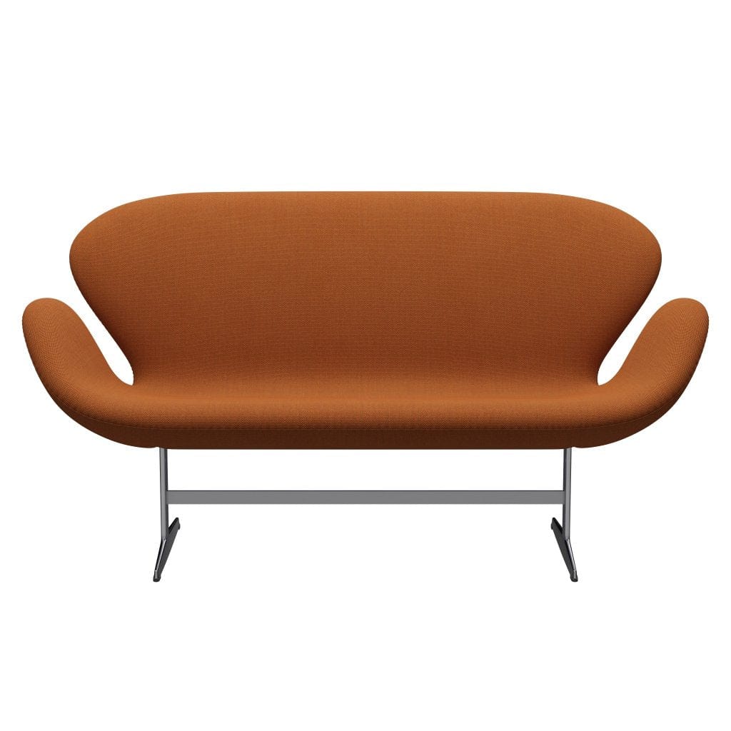 [product_category]-Fritz Hansen Swan Sofa 2 Seater, Satin Brushed Aluminum/Steelcut Trio Burnt Orange-Fritz Hansen-3321-STR576-SPAL-FRI-1