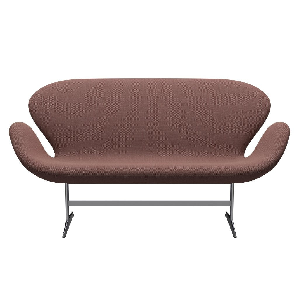 [product_category]-Fritz Hansen Swan Sofa 2 Seater, Satin Brushed Aluminum/Steelcut Trio Light Brown & Red/Green-Fritz Hansen-3321-STR645-SPAL-FRI-1
