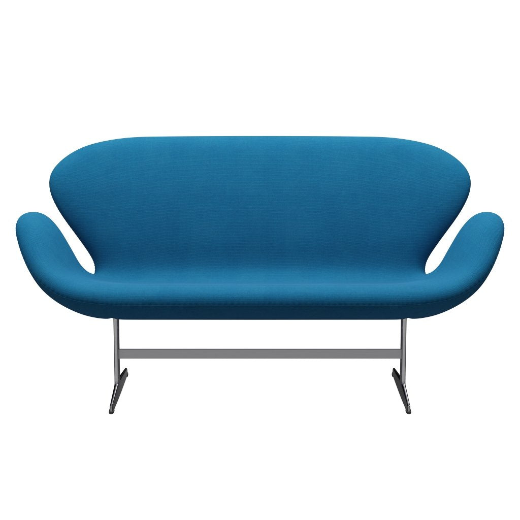 [product_category]-Fritz Hansen Swan Sofa 2 Seater, Satin Brushed Aluminum/Steelcut Turquoise/Ocean-Fritz Hansen-3321-STI835-SPAL-FRI-1
