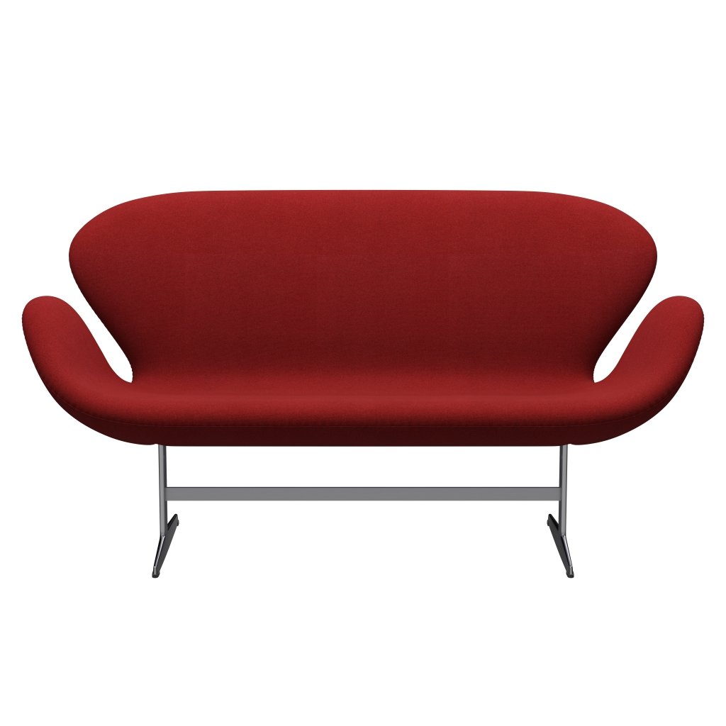 [product_category]-Fritz Hansen Swan Sofa 2 Seater, Satin Brushed Aluminum/Tonus Burnt Red-Fritz Hansen-3321-TON207-SPAL-FRI-1