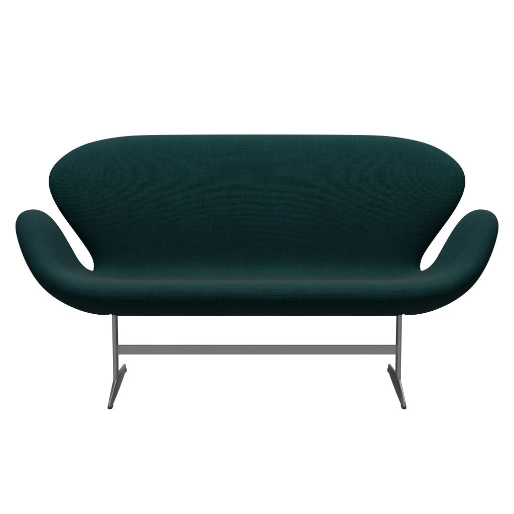 [product_category]-Fritz Hansen Swan Sofa 2 Seater, Silver Grey/Canvas Dark Blue/Green-Fritz Hansen-3321-CA0984-SGBASE-FRI-1