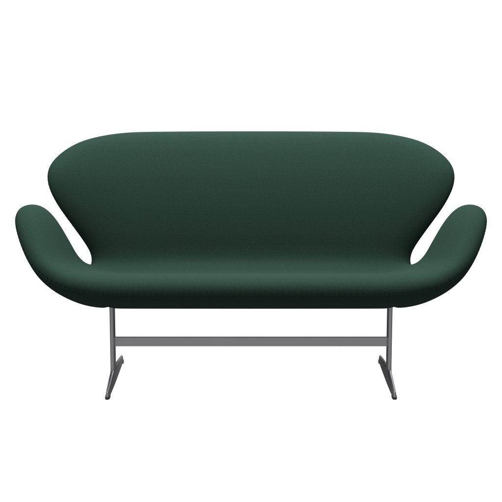 [product_category]-Fritz Hansen Swan Sofa 2 Seater, Silver Grey/Christianshavn Dark Green Uni-Fritz Hansen-3321-CH1160-SGBASE-FRI-1