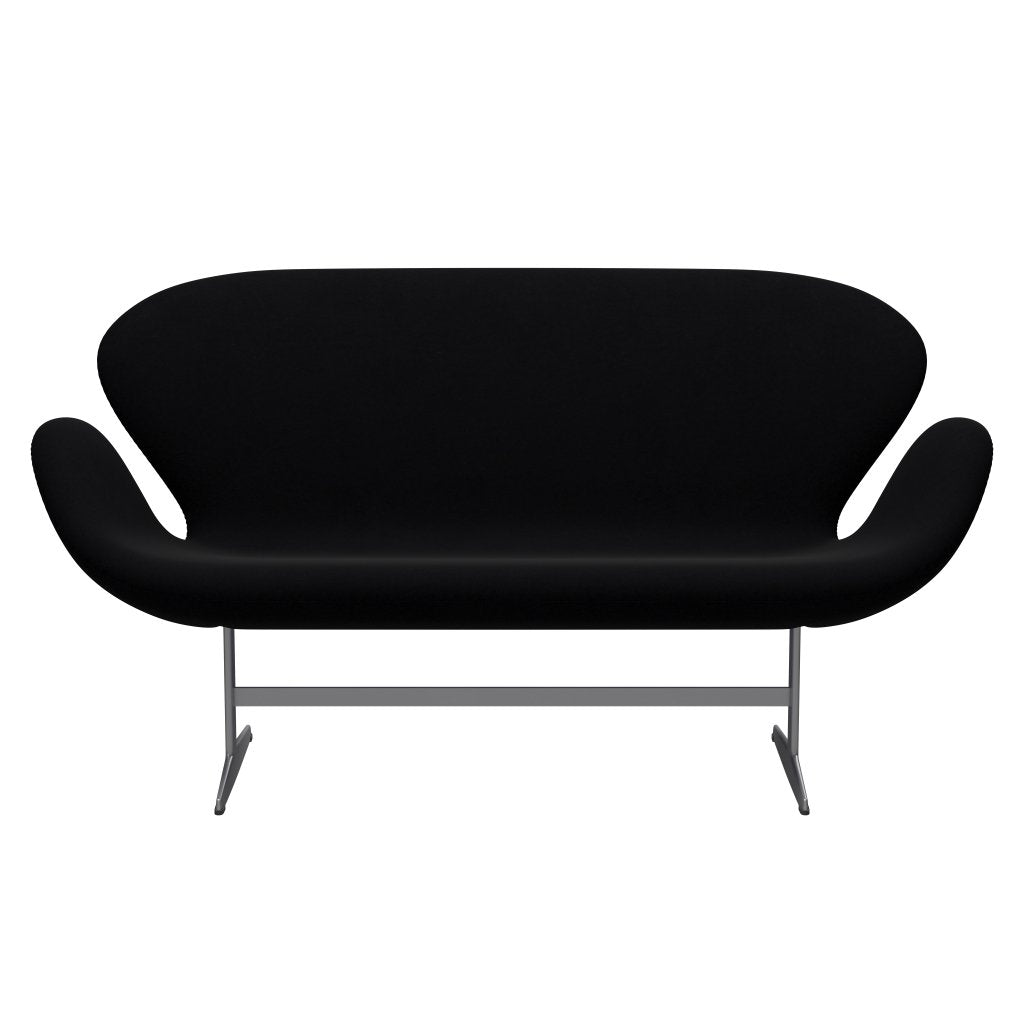 [product_category]-Fritz Hansen Swan Sofa 2 Seater, Silver Grey/Comfort Black (00050)-Fritz Hansen-3321-C00050-SGBASE-FRI-1