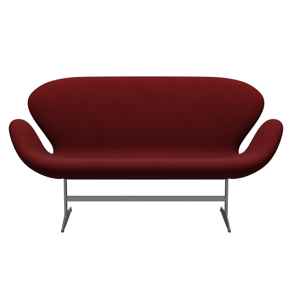 [product_category]-Fritz Hansen Swan Sofa 2 Seater, Silver Grey/Comfort Dark Red (01153)-Fritz Hansen-3321-C01153-SGBASE-FRI-1