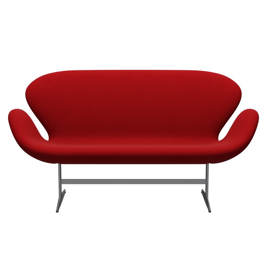 [product_category]-Fritz Hansen Swan Sofa 2 Seater, Silver Grey/Comfort Red (01414)-Fritz Hansen-3321-C01414-SGBASE-FRI-1