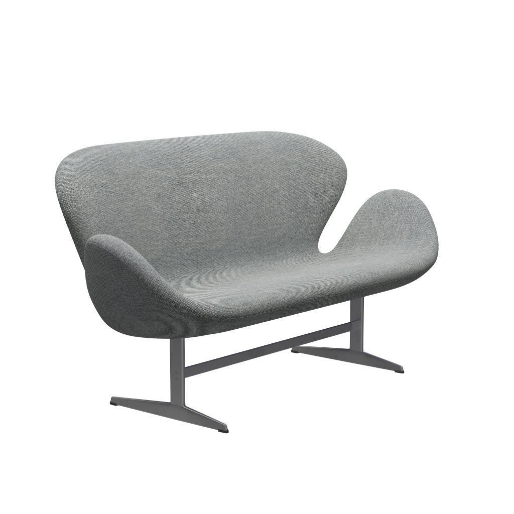 [product_category]-Fritz Hansen Swan Sofa 2 Seater, Silver Grey/Hallingdal White Grey-Fritz Hansen-3321-HAL116-SGBASE-FRI-2