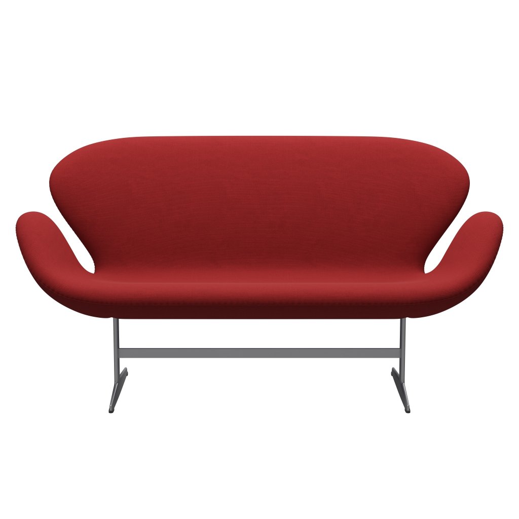 [product_category]-Fritz Hansen Swan Sofa 2 Seater, Silver Grey/Steelcut Red-Fritz Hansen-3321-STI660-SGBASE-FRI-1