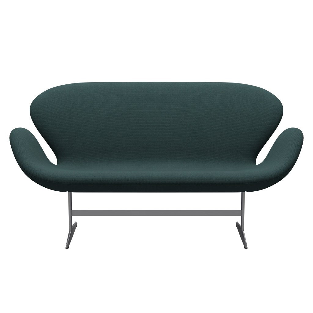 [product_category]-Fritz Hansen Swan Sofa 2 Seater, Silver Grey/Steelcut Trio Bottle Green-Fritz Hansen-3321-STR996-SGBASE-FRI-1