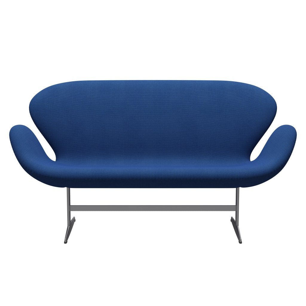 [product_category]-Fritz Hansen Swan Sofa 2 Seater, Silver Grey/Steelcut Trio Cobalt Blue-Fritz Hansen-3321-STR746-SGBASE-FRI-1