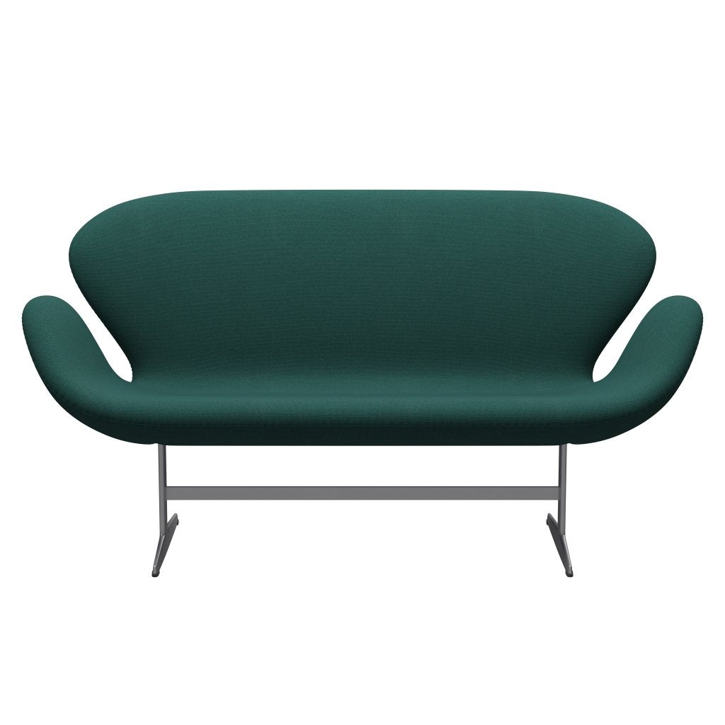 [product_category]-Fritz Hansen Swan Sofa 2 Seater, Silver Grey/Steelcut Trio Dark Green-Fritz Hansen-3321-STR976-SGBASE-FRI-1