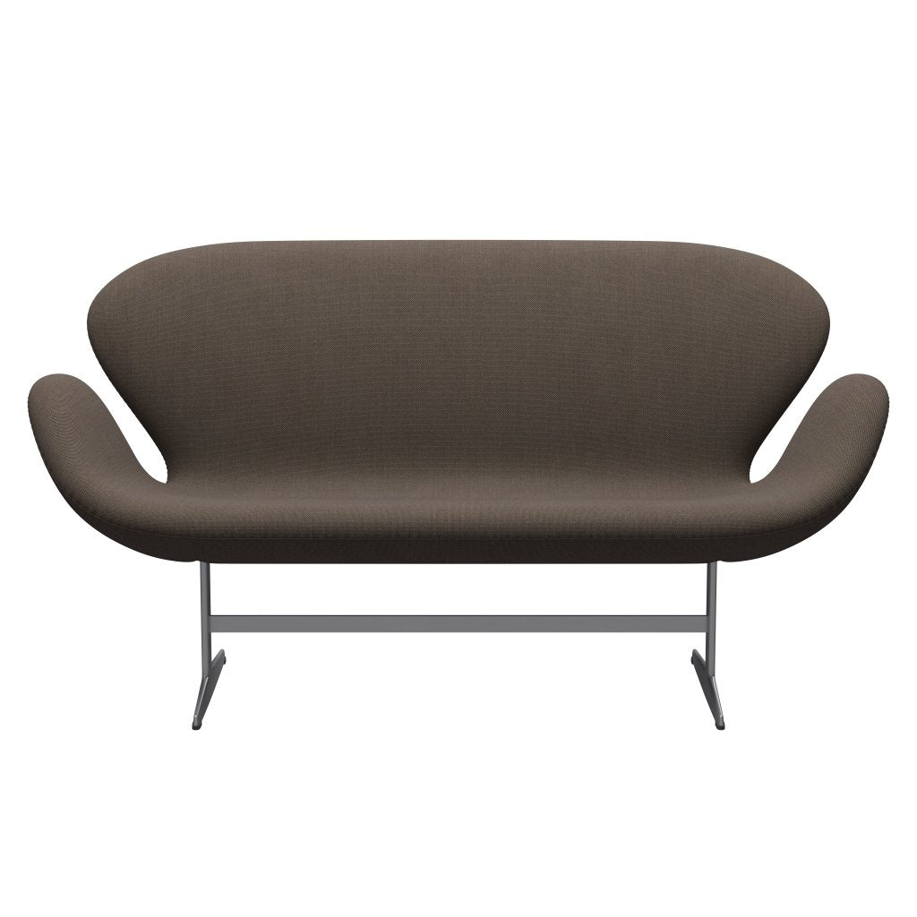 [product_category]-Fritz Hansen Swan Sofa 2 Seater, Silver Grey/Steelcut Trio Grey/Brown-Fritz Hansen-3321-STR376-SGBASE-FRI-1