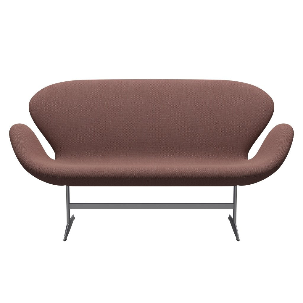 [product_category]-Fritz Hansen Swan Sofa 2 Seater, Silver Grey/Steelcut Trio Light Brown & Red/Green-Fritz Hansen-3321-STR645-SGBASE-FRI-1