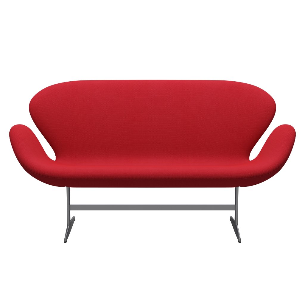[product_category]-Fritz Hansen Swan Sofa 2 Seater, Silver Grey/Steelcut Trio Light Red-Fritz Hansen-3321-STR666-SGBASE-FRI-1