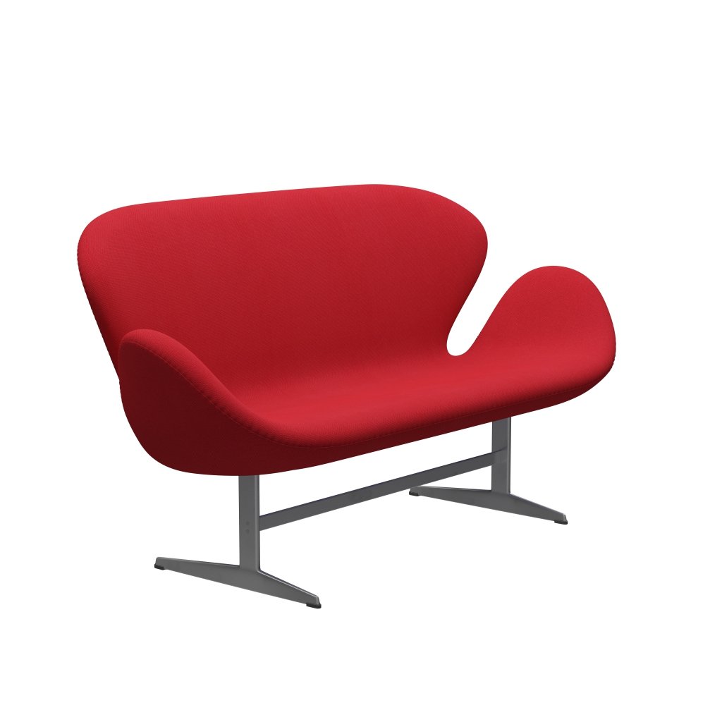 [product_category]-Fritz Hansen Swan Sofa 2 Seater, Silver Grey/Steelcut Trio Light Red-Fritz Hansen-3321-STR666-SGBASE-FRI-2