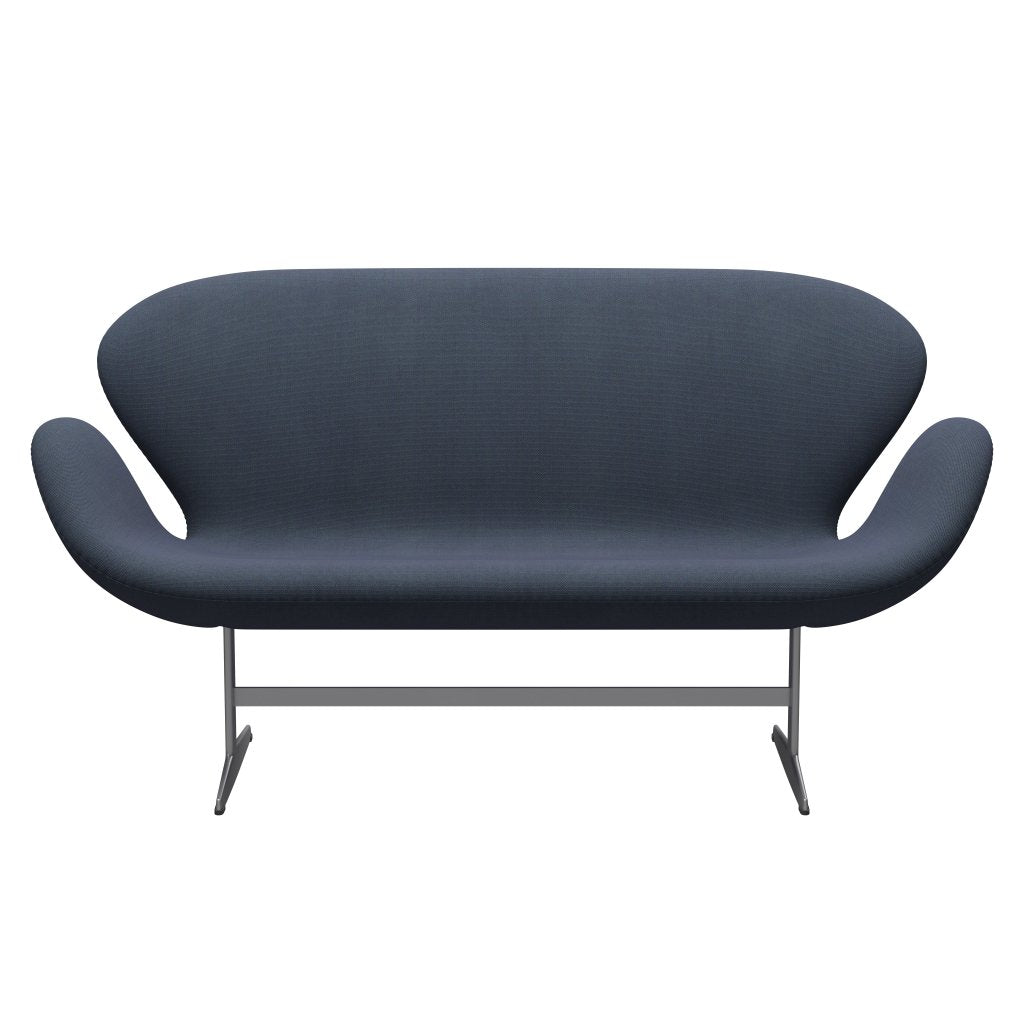 [product_category]-Fritz Hansen Swan Sofa 2 Seater, Silver Grey/Steelcut Trio Olive Green/Turquoise-Fritz Hansen-3321-STR883-SGBASE-FRI-1