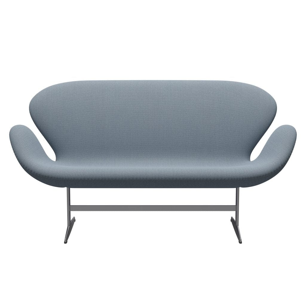 [product_category]-Fritz Hansen Swan Sofa 2 Seater, Silver Grey/Steelcut Trio Pastel Blue-Fritz Hansen-3321-STR713-SGBASE-FRI-1