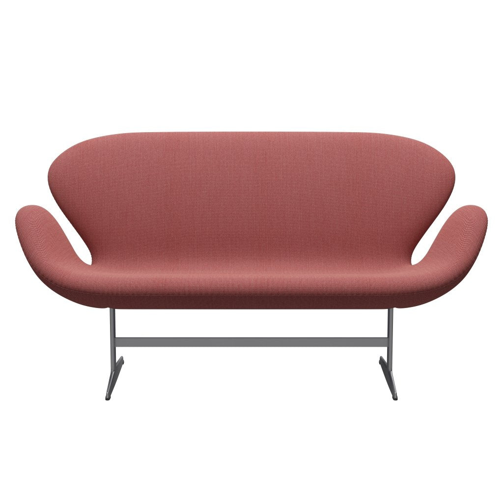 [product_category]-Fritz Hansen Swan Sofa 2 Seater, Silver Grey/Steelcut Trio Pink/Red/Black-Fritz Hansen-3321-STR636-SGBASE-FRI-1