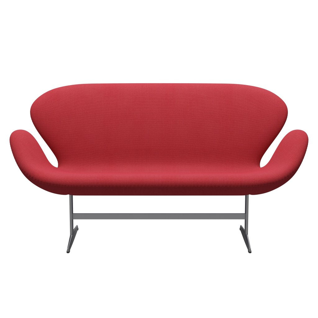 [product_category]-Fritz Hansen Swan Sofa 2 Seater, Silver Grey/Steelcut Trio Red-Fritz Hansen-3321-STR553-SGBASE-FRI-1