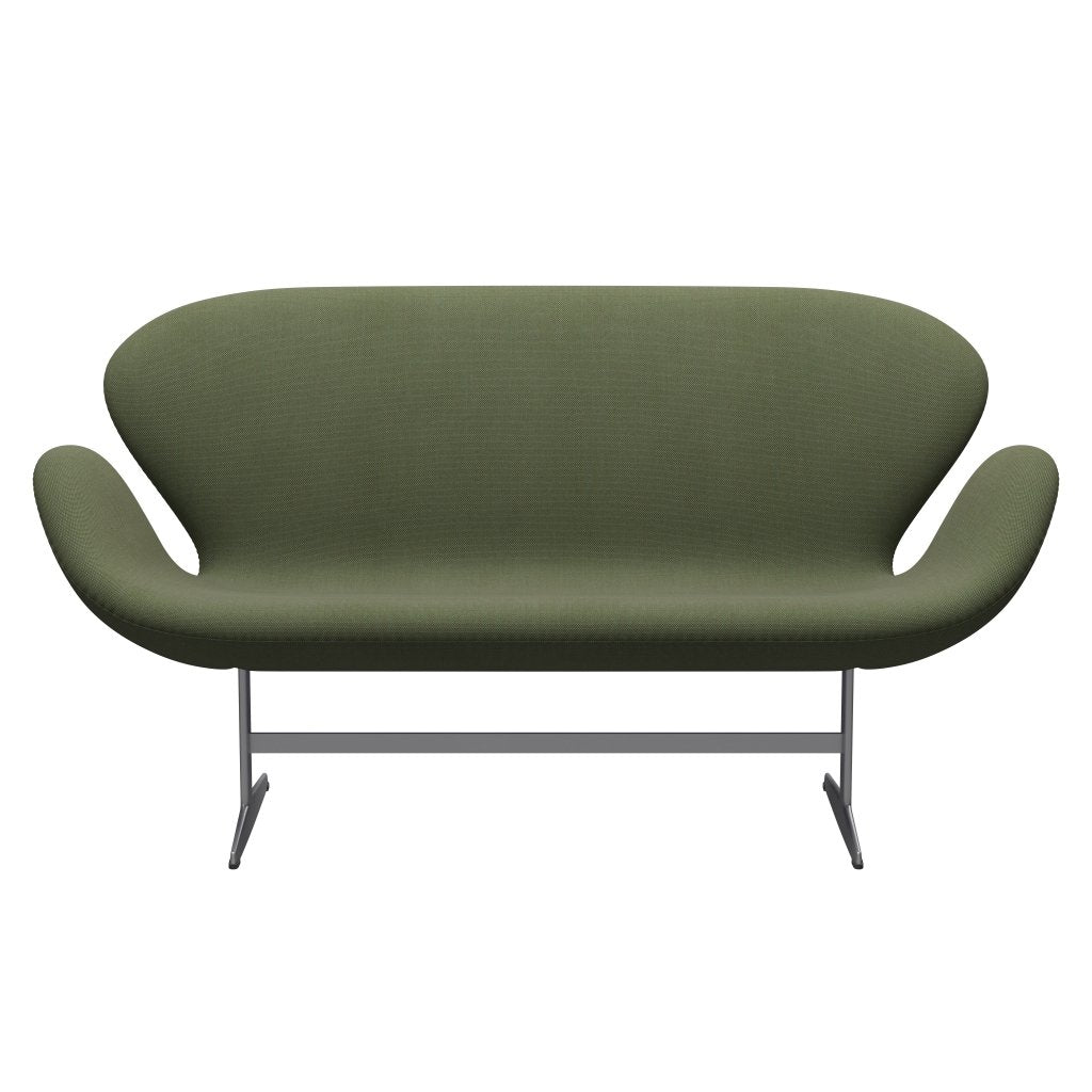 [product_category]-Fritz Hansen Swan Sofa 2 Seater, Silver Grey/Steelcut Trio Soft Green-Fritz Hansen-3321-STR946-SGBASE-FRI-1