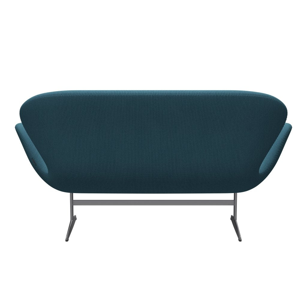 [product_category]-Fritz Hansen Swan Sofa 2 Seater, Silver Grey/Steelcut Trio Turquoise-Fritz Hansen-3321-STR983-SGBASE-FRI-4